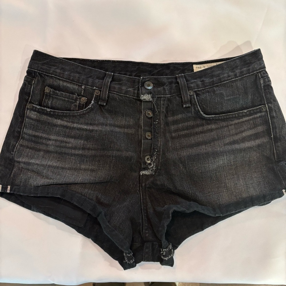 Rag and Bone Jean Shorts Button Fly Black Size 30